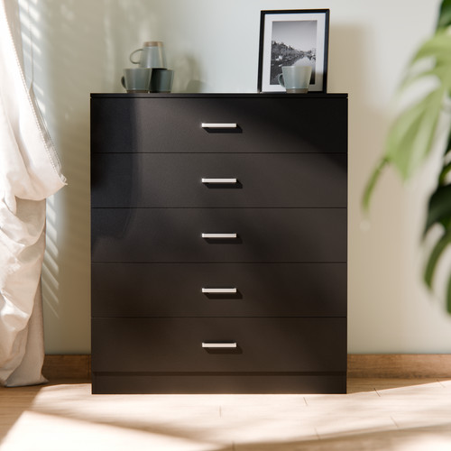 Chest drawers black 5 - chest,
