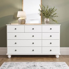 Wide White Chest of 9 Drawers
