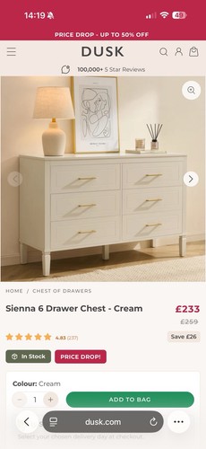 Dusk chest drawers cream - dusk, of