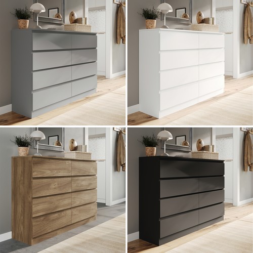 Wide wooden chest drawers - chest,