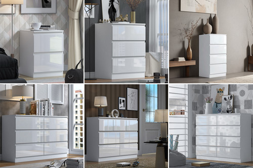White gloss bedside chest - bedside, of